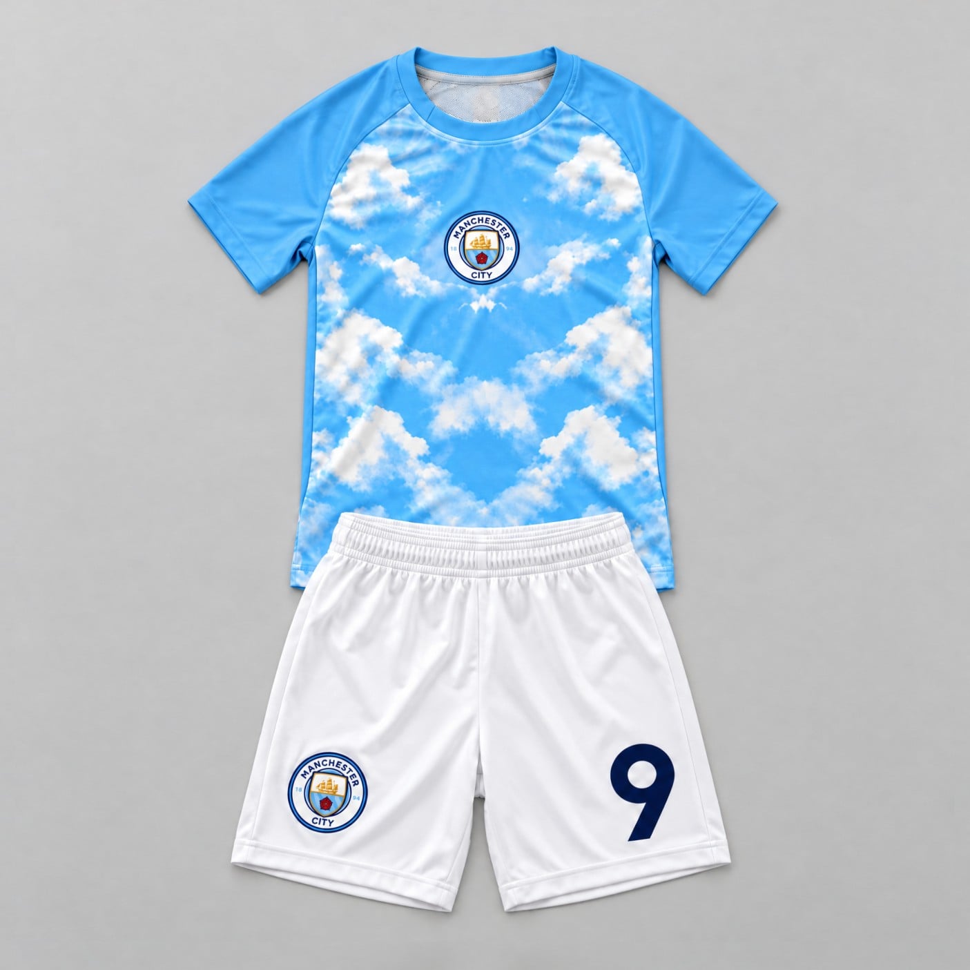 #9 Erling Haaland MC Sky Blue Cloud Youth Soccer Jersey