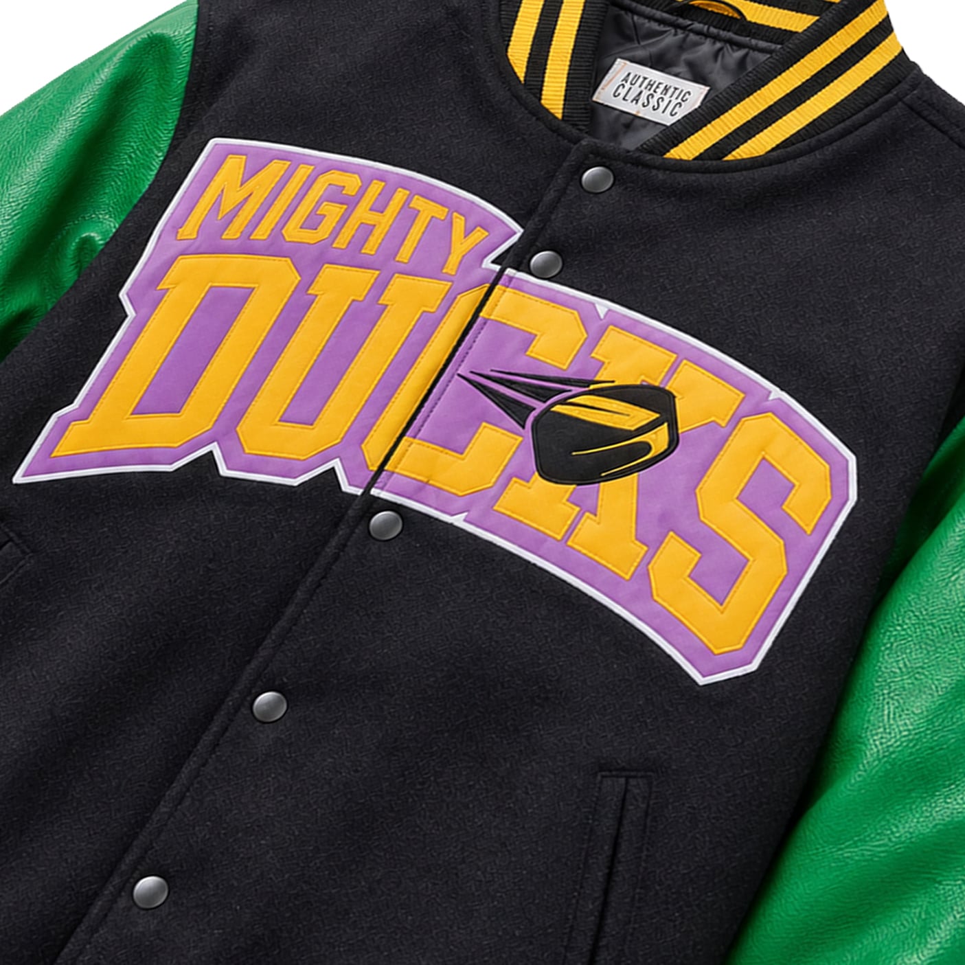 Charlie Conway Black, Green Gold Mighty Ducks Varsity Jacket - Image 3