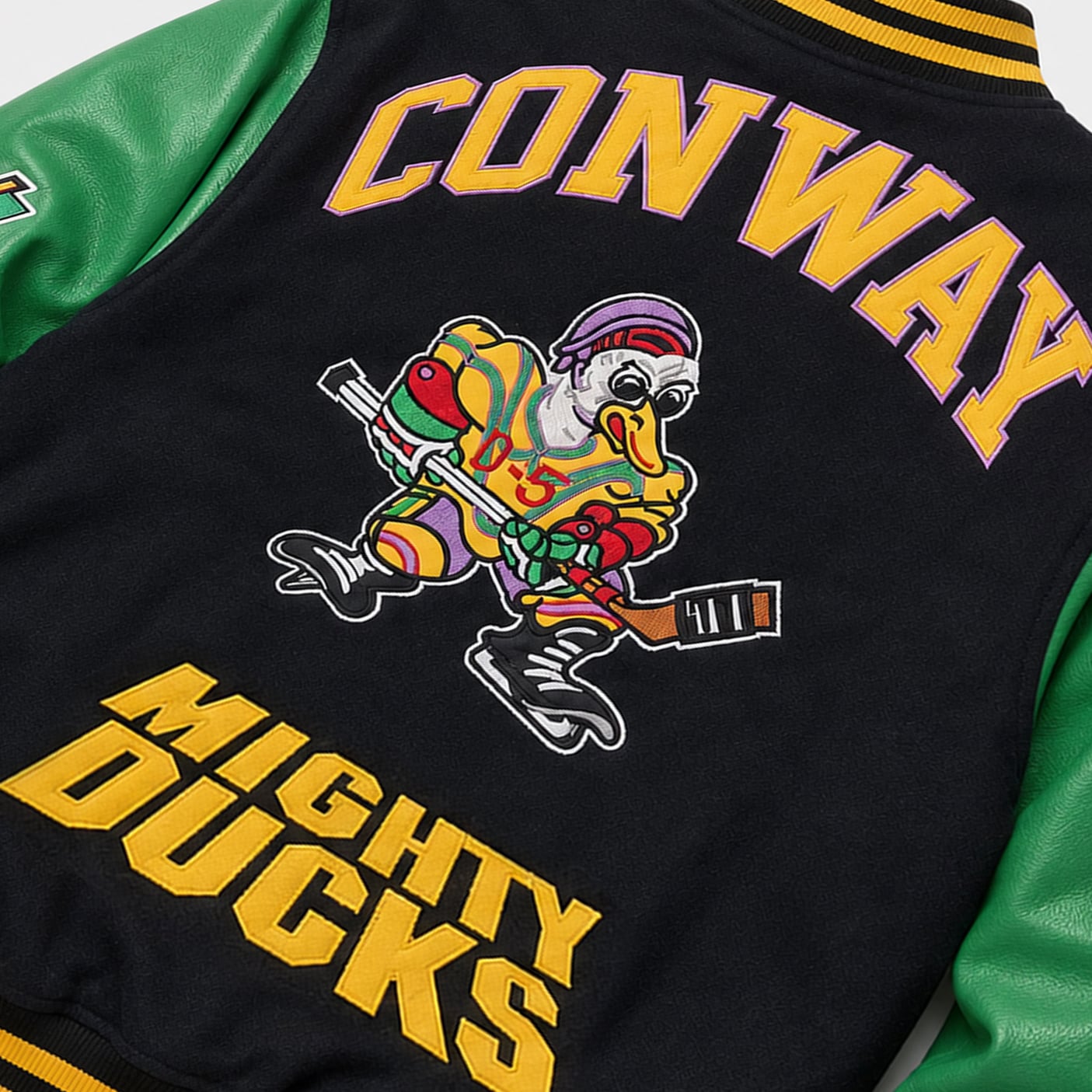 Charlie Conway Black, Green Gold Mighty Ducks Varsity Jacket - Image 5