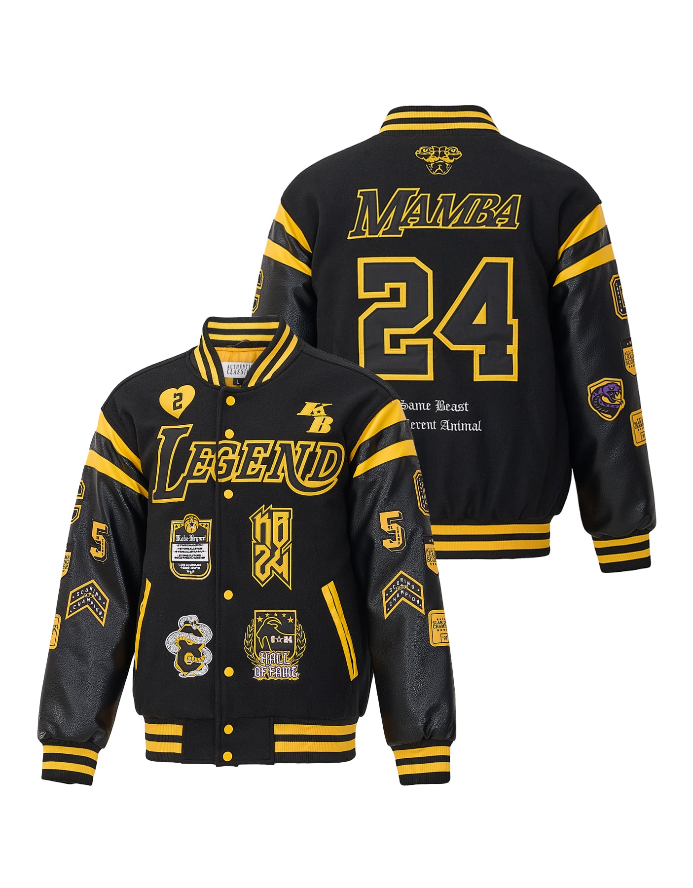 Mamba #24 Legend Tribute Black & Yellow Varsity Jacket