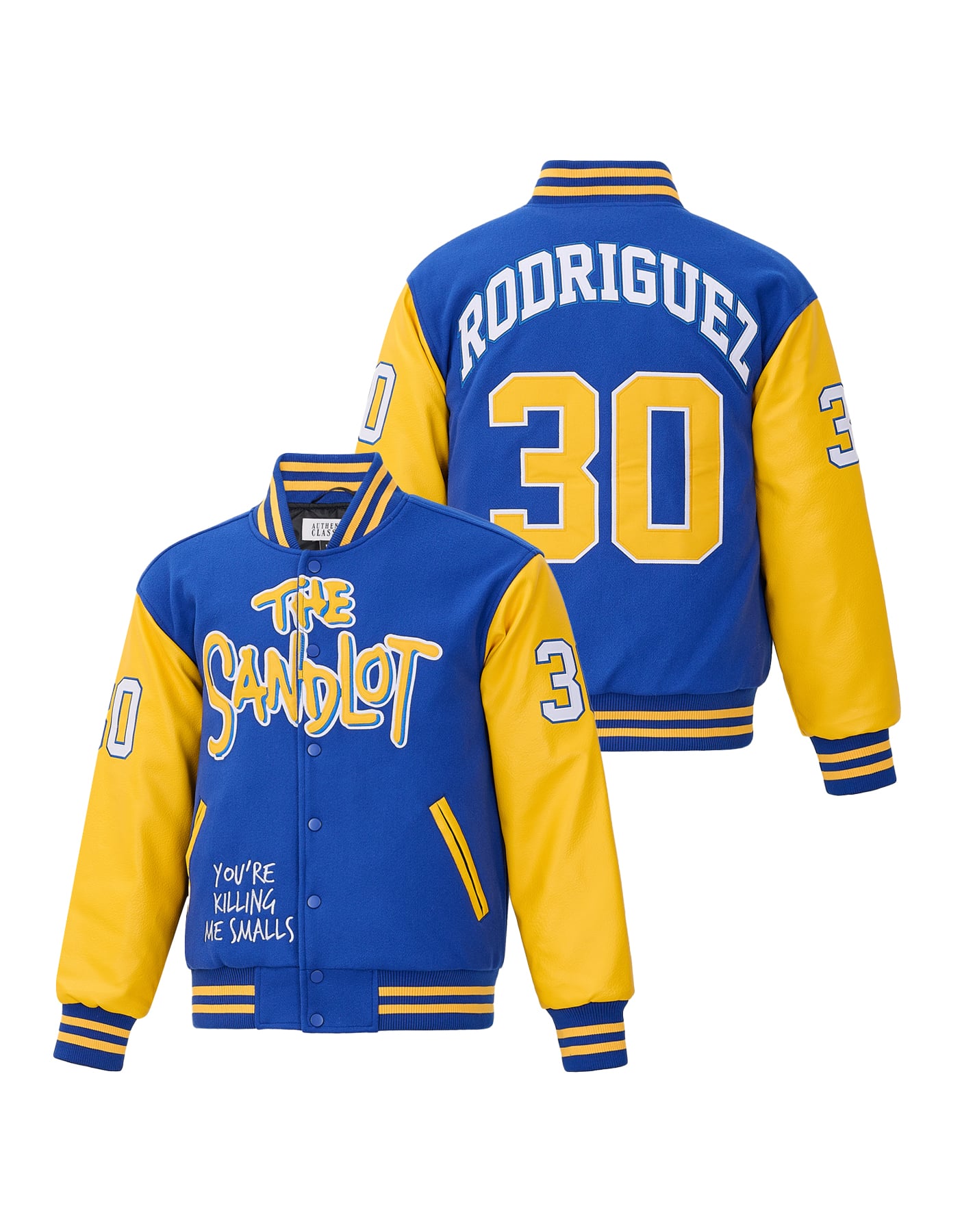 Benny Rodriguez #30 Blue and Yellow The Sandlot Varsity Jacket