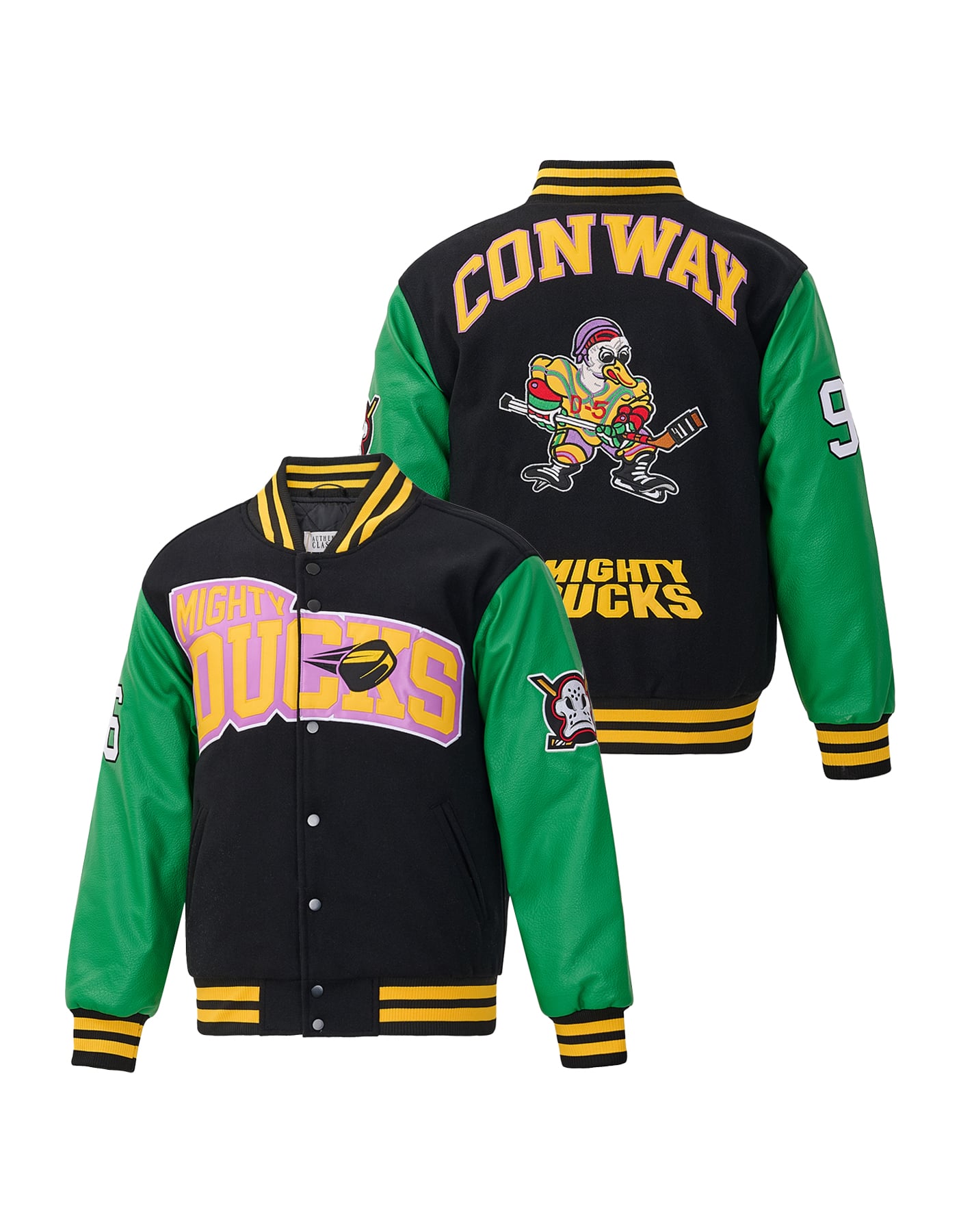 Charlie Conway Black, Green Gold Mighty Ducks Varsity Jacket