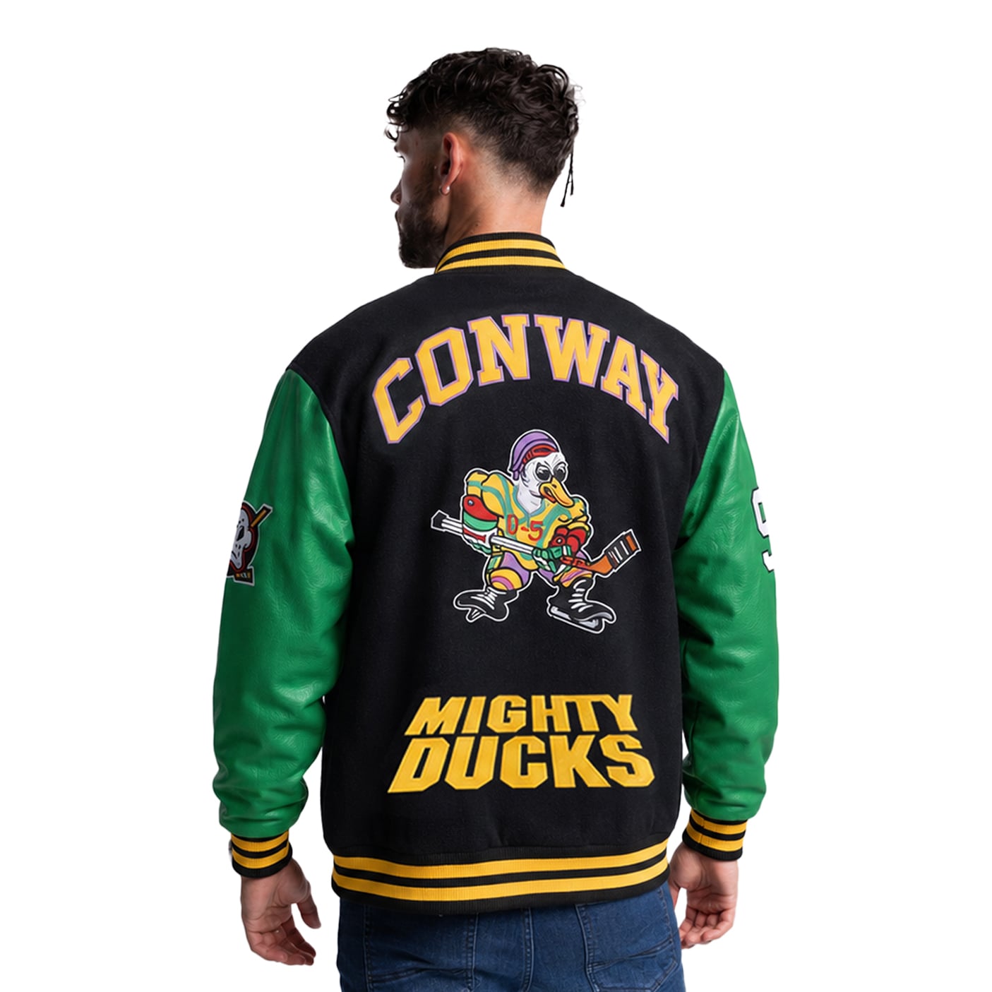 Charlie Conway Black, Green Gold Mighty Ducks Varsity Jacket - Image 4