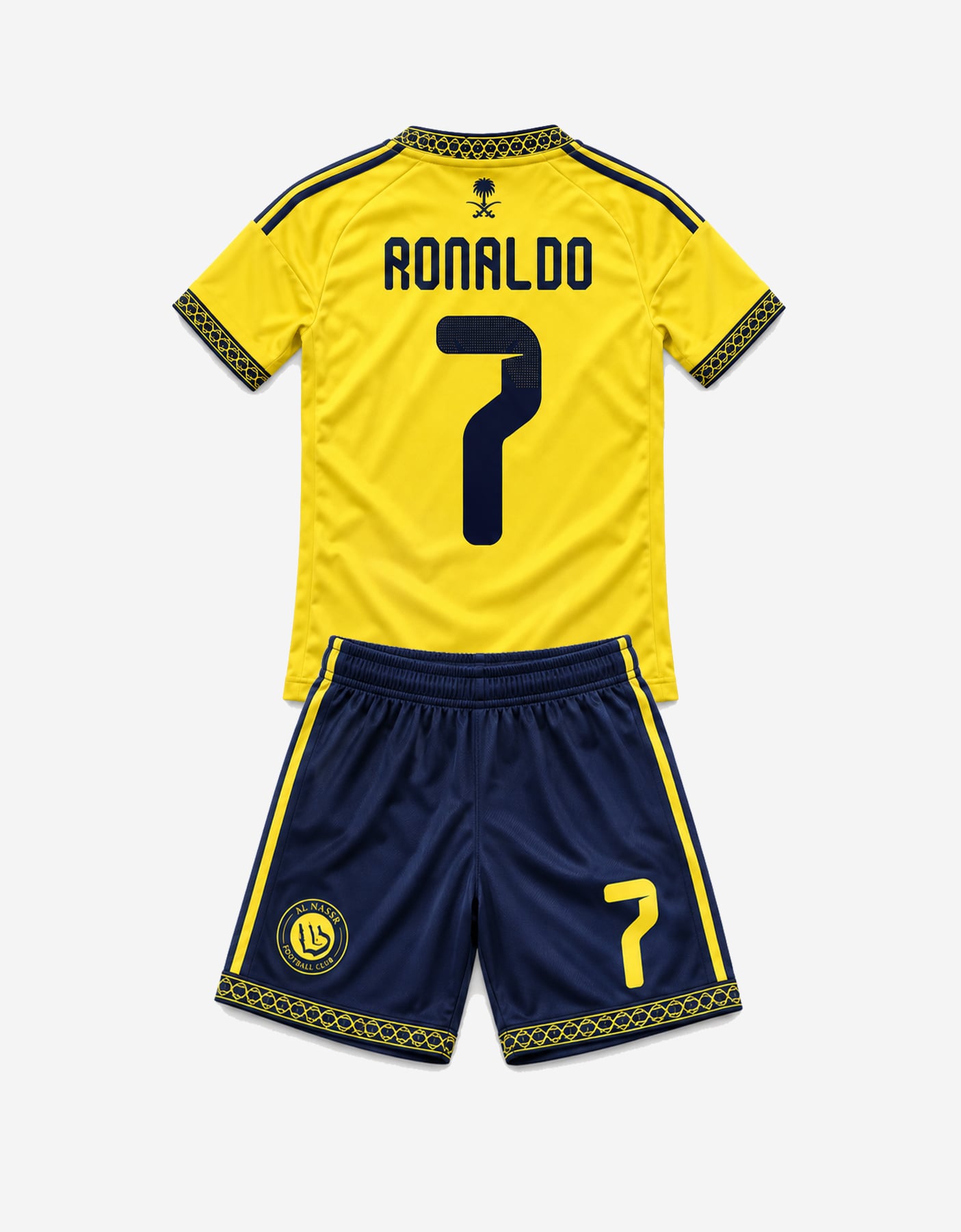 #7 Cristiano Ronaldo Al Nassr Yellow & Navy Youth Soccer Jersey - Image 2