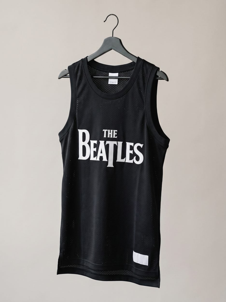 This jersey on a hanger, close enough to see the stitching, the fabric and the tags