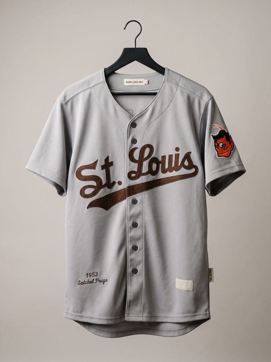 This jersey on a hanger, close enough to see the stitching, the fabric and the tags