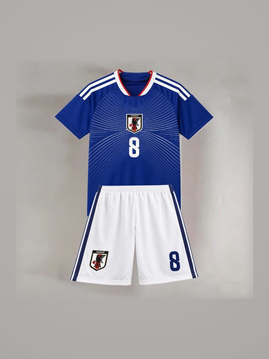 The #8 Takefusa Kubo Japan Youth Soccer Jersey: the jersey with the matching shorts