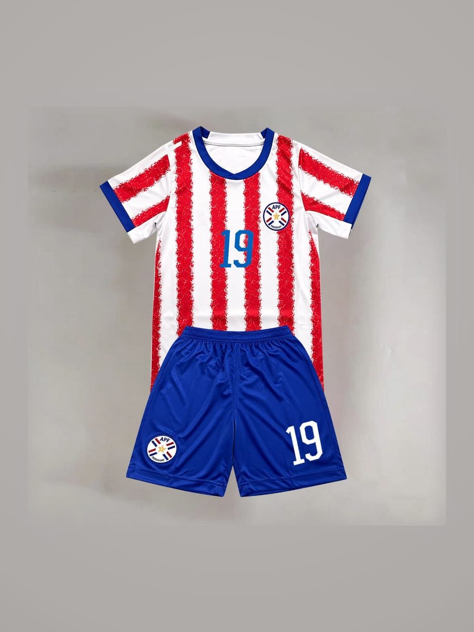 The #19 Julio Enciso Paraguay Youth Soccer Jersey Set: the jersey with the matching shorts