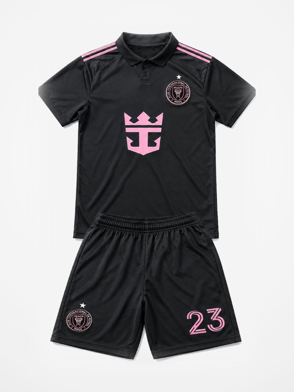 The #23 David Beckham Inter Miami Youth Soccer Jersey: the jersey with the matching shorts